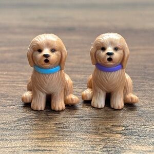 BARBIE Kennel Care Brown PUPPIES Dogs Set Blue Purple Bow Collar Replacement